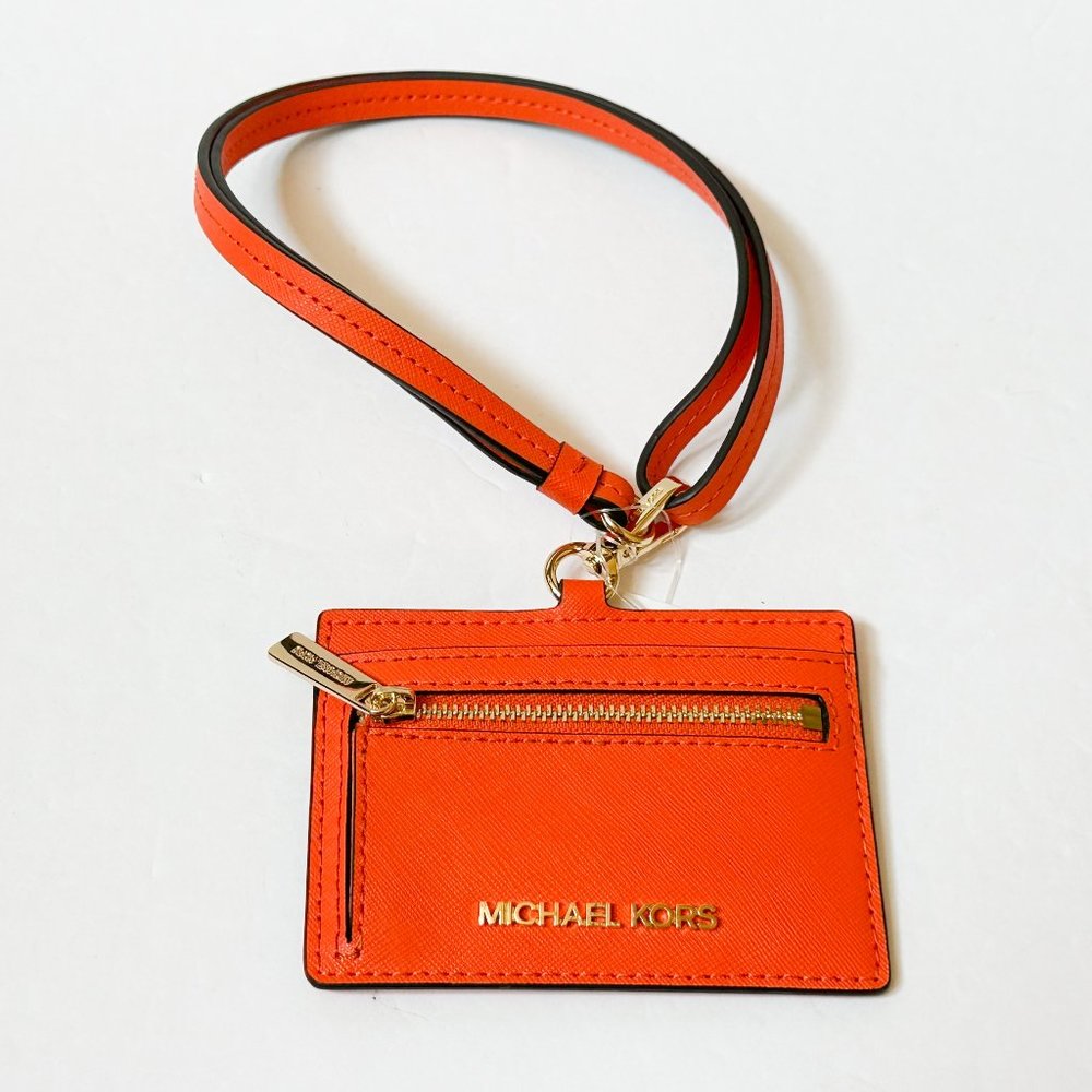 Michael Kors Jet Set Travel East West ID Credit Card Case Wallet Lanyard